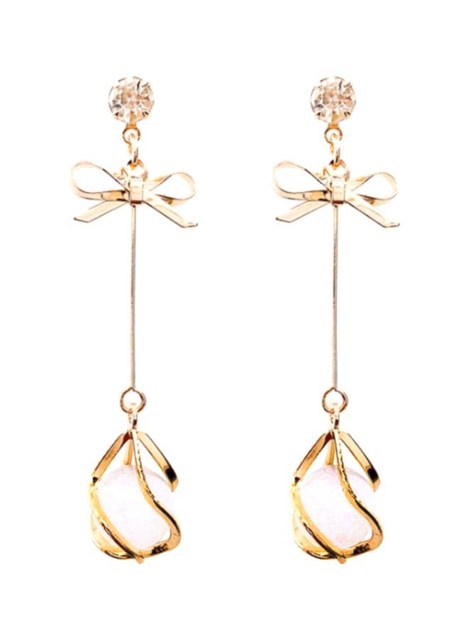 J&J Imitation Gemstone Bow Sweet Earrings - Image 1