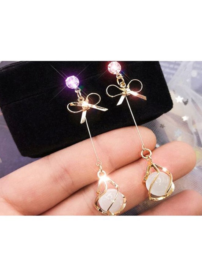 J&J Imitation Gemstone Bow Sweet Earrings - Image 3