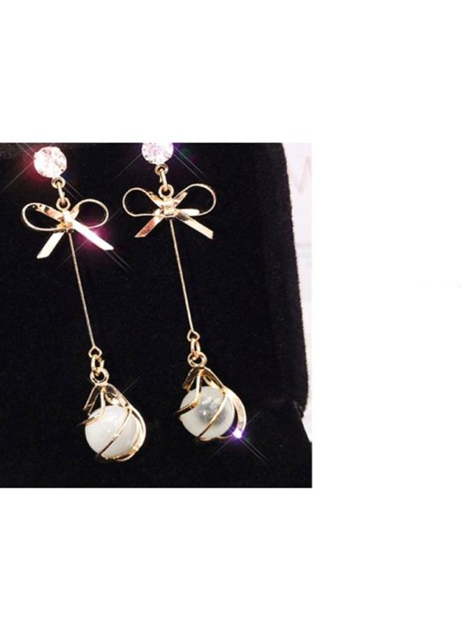 J&J Imitation Gemstone Bow Sweet Earrings - Image 5