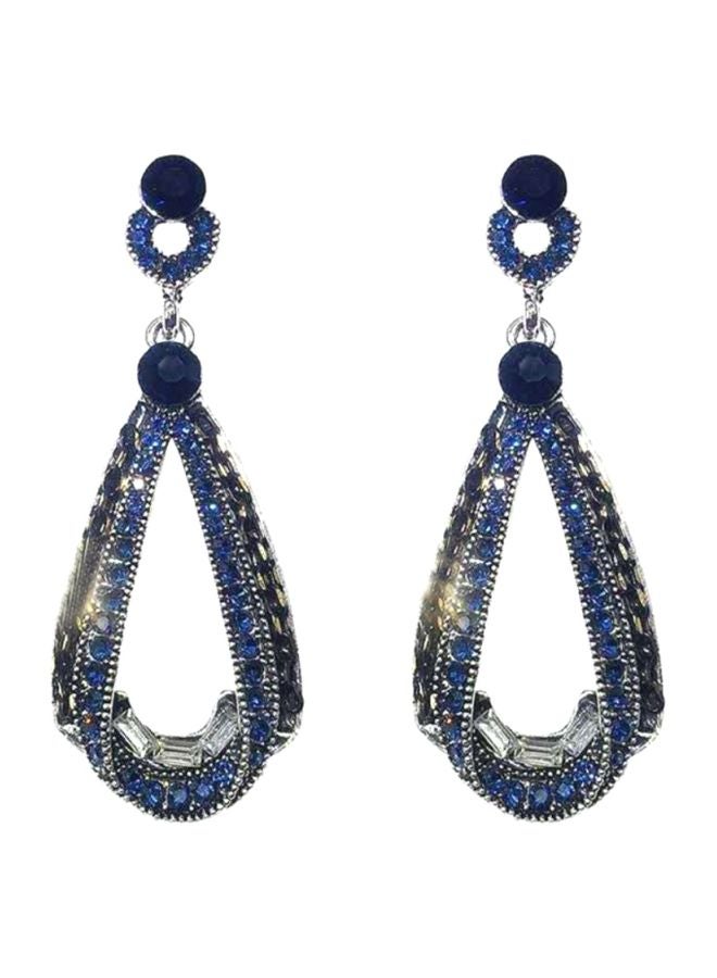 J&J S925 Silver Needle Glitter Rhinestone Dangle Earrings  - Image 1