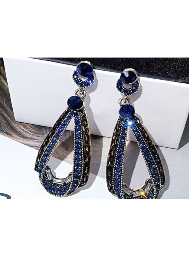 J&J S925 Silver Needle Glitter Rhinestone Dangle Earrings  - Image 2