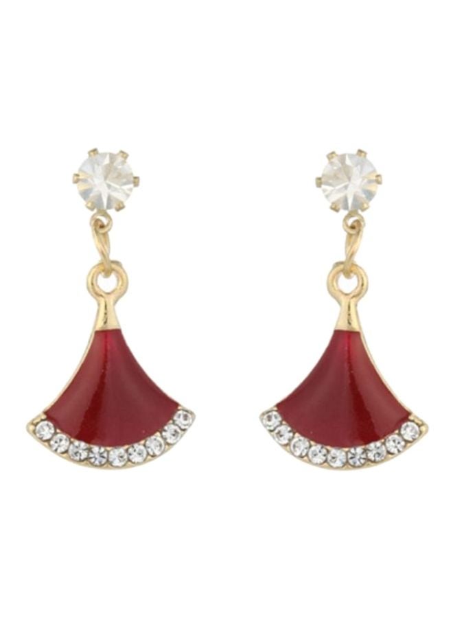 J&J 925 Silver Needle Diamond Fan-Shaped Dangle Earrings  - Image 1