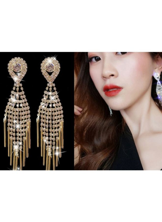 J&J Rhinestone Studded Dangle Earrings - Image 2