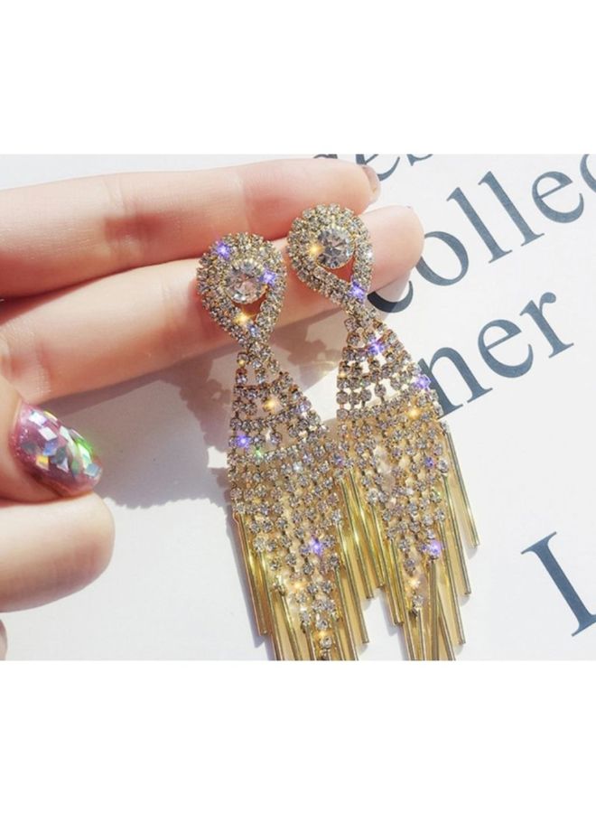 J&J Rhinestone Studded Dangle Earrings - Image 3