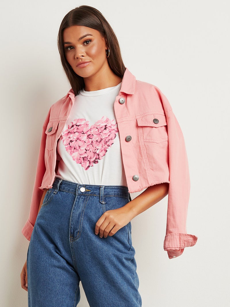 كلوزيت تيشيرت بطبعة تمثل رسمة زهور على شكل قلب أبيض - Image 3