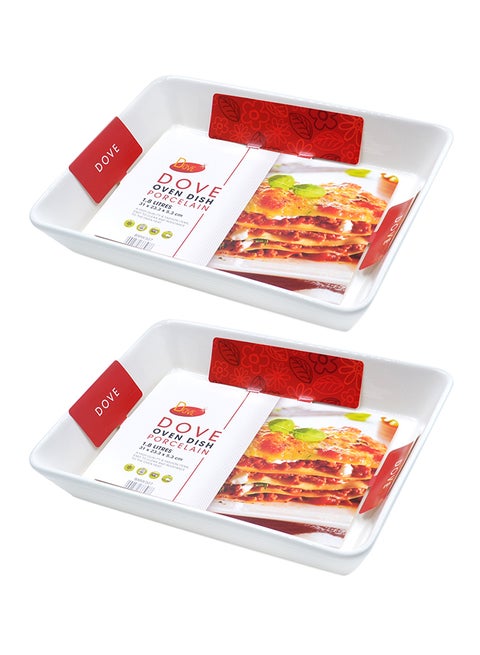 2-Piece Oven Dish White 1.8Liters