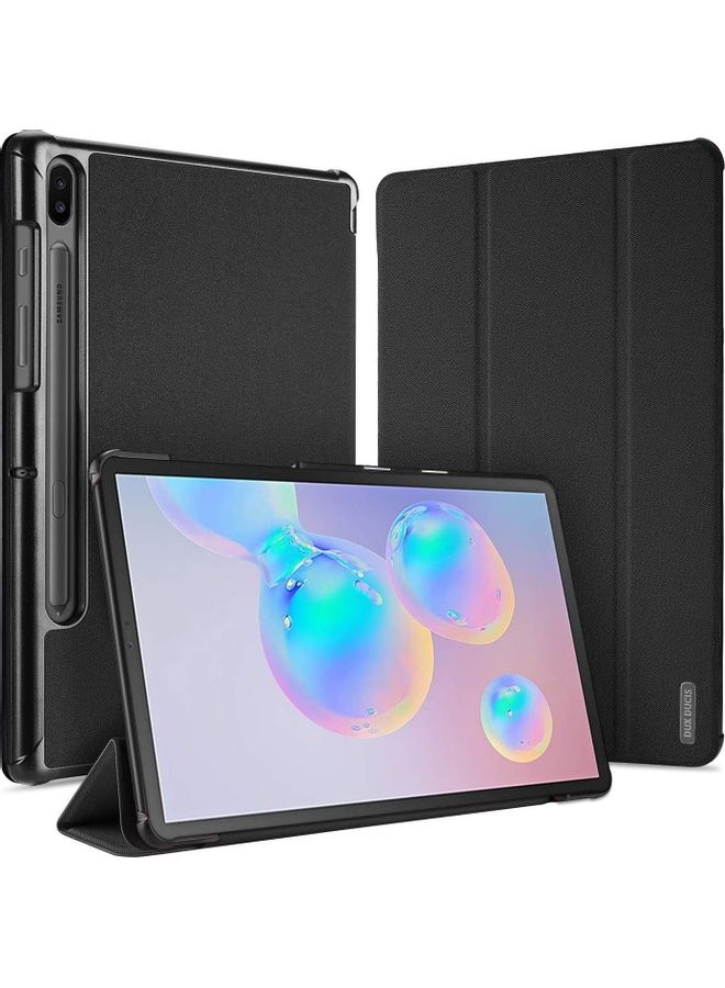 دوكس دوتشيز غطاء حماية مضاد للصدمات من الجلد الصناعي ومزود بمسند لجهاز سامسونج تاب S6 أسود - Image 2