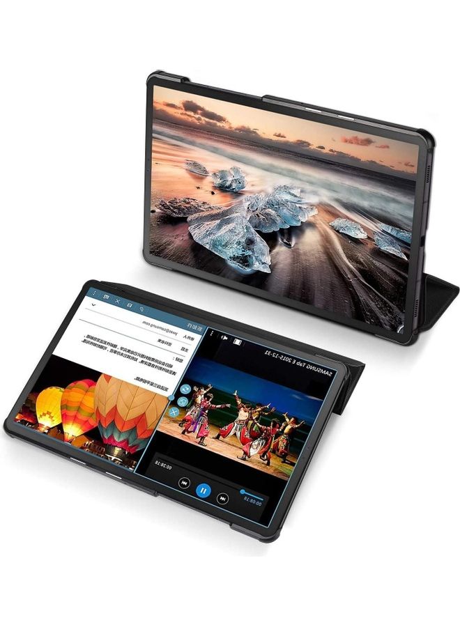 دوكس دوتشيز غطاء حماية مضاد للصدمات من الجلد الصناعي ومزود بمسند لجهاز سامسونج تاب S6 أسود - Image 4