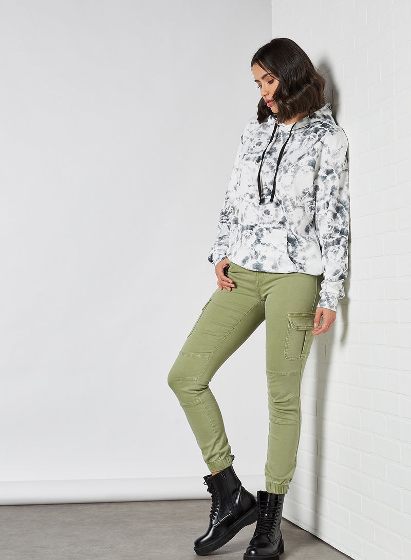 ONLY - Cropped Skinny Cargo Pants Oil Green - Image 1
