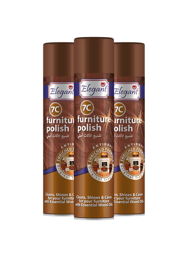 Pack Of 3 Classic Furniture Polish Brown 300ml 