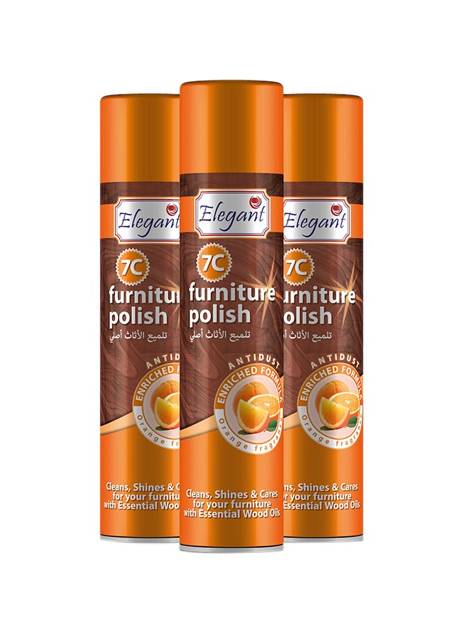 Elegant Pack Of 3 Furniture Polish Orange 300ml 