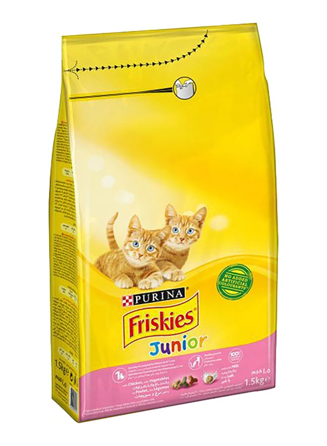 PURINA Friskies Junior Dry Cat Food Pack Yellow/Pink 1.5kg  - Image 1