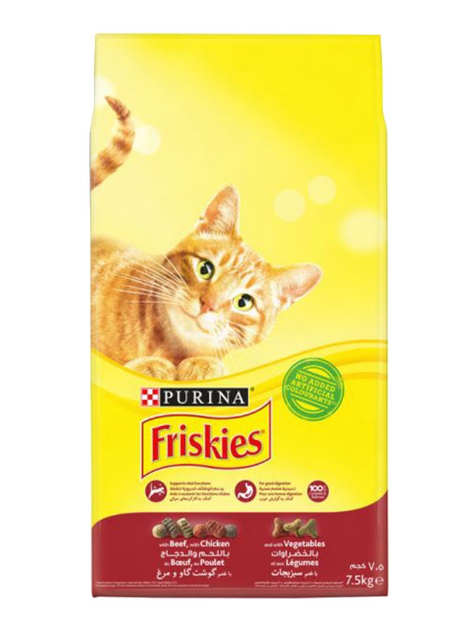 بورينا طعام جاف للقطط فريسكيز باللحم البقري والدجاج والخضراوات أصفر/أحمر 7.5كيلوجرام - Image 2