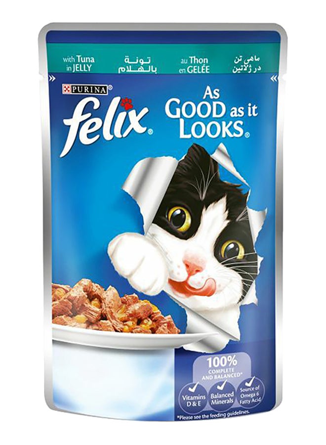 فيلكس طعام قطط رطب آز جود آز إت لوكس بالتونة في الجيلي أزرق 100جرام
