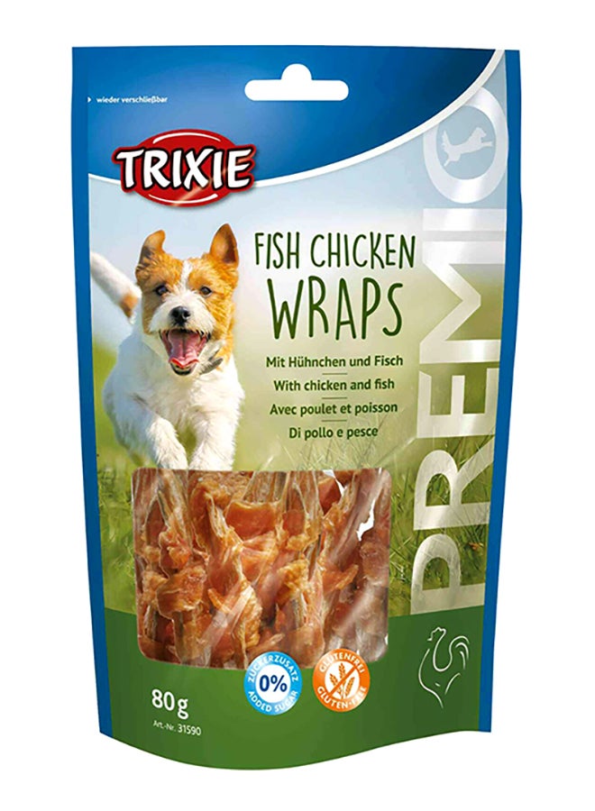 Trixie Premio Fish Chicken Wraps Puppy Treat Snack Green /Blue 80grams - Image 1