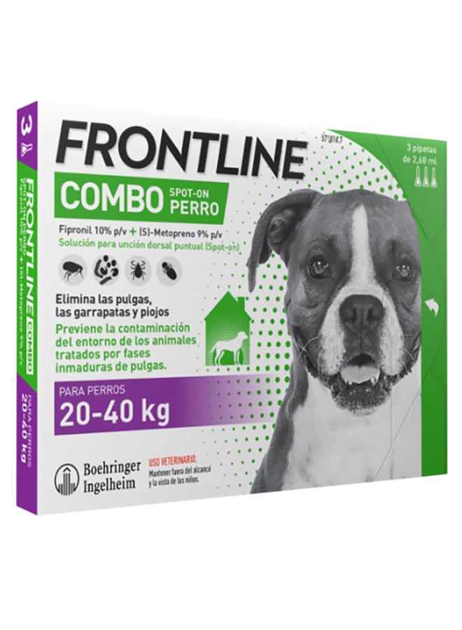 Frontline 3-Ampoule Combo Spot-On From 20 To 40 Kg Clear Lcm