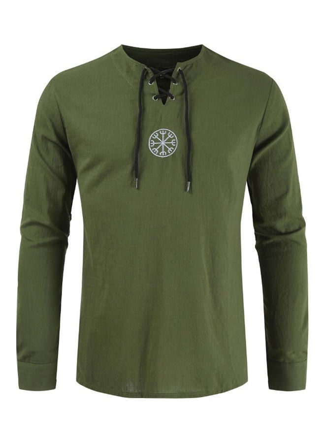 Ancient Viking Embroidered T-Shirt Army Green