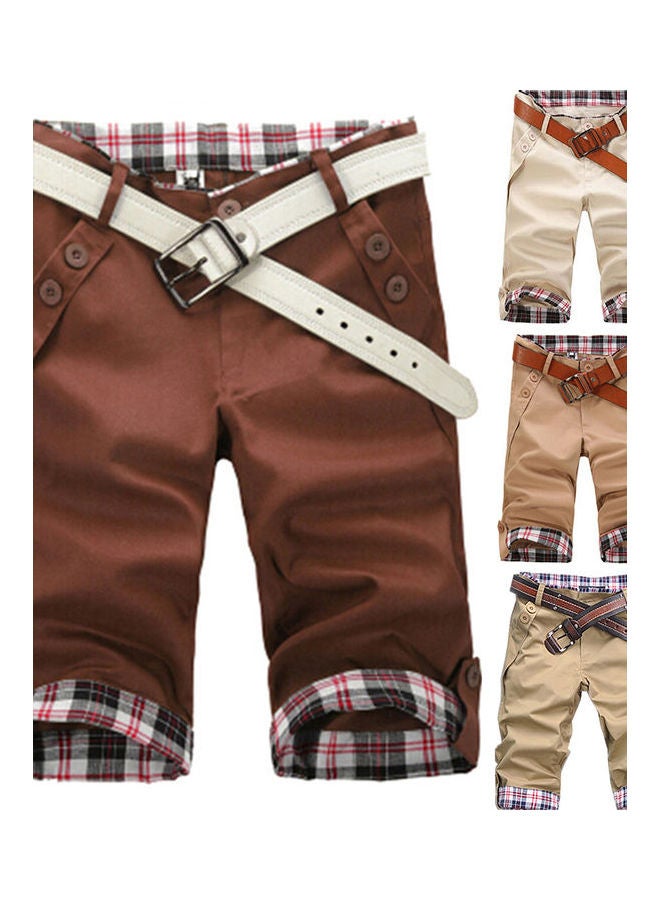 Checked Beach Shorts Khaki/White/Red  - Image 4