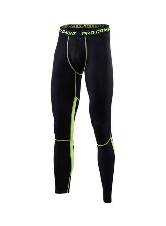 Quick Dry Running Tights Black/Fluorescent Green 