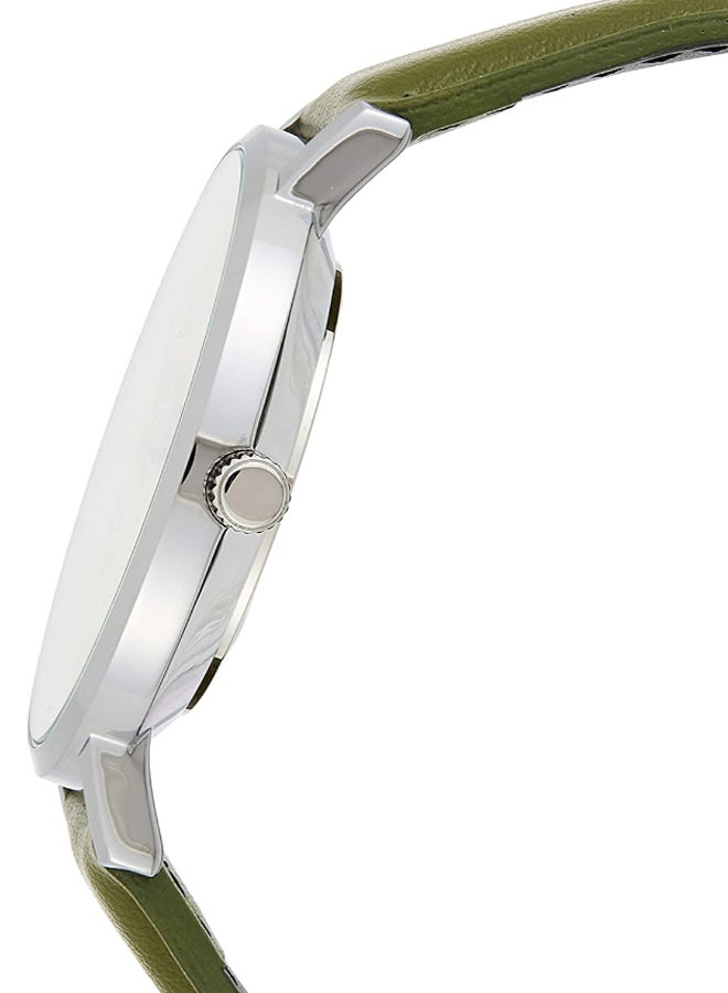 CASIO Men's Leather Analog Quartz Wrist Watch MTP-VT01L-3BUDF Silver - 46 mm - Green  - Image 2