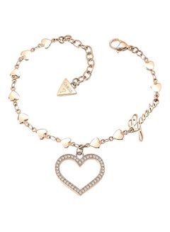Crystal Heart Frame Charm Bracelet