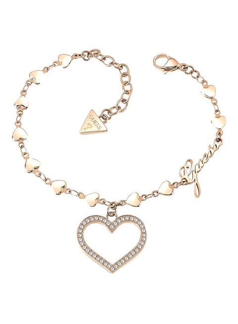 Crystal Heart Frame Charm Bracelet
