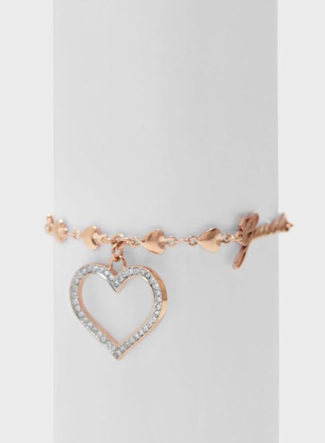 GUESS - Crystal Heart Frame Charm Bracelet - Image 1