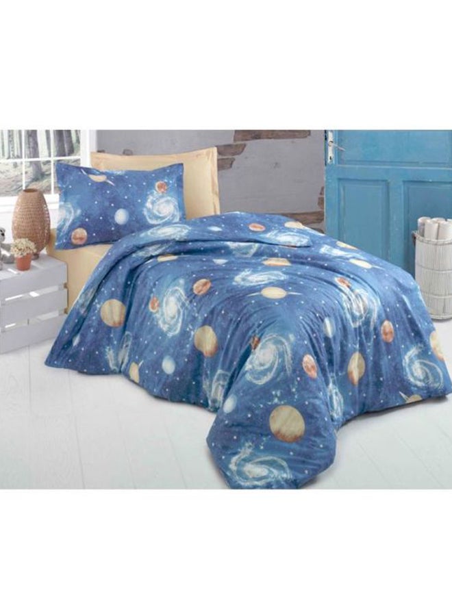 ريغال إن هاوس طقم لحاف مزين بطبعات مكون من 6 قطع cotton أزرق/أبيض/ بيج Comforter (240x190), Fitted Sheet (140x200 + 30), Pillow Sham (40x60), Pillow Sham (50x75), Pillow Case (50x75), Cushion (40x40)سم - Image 1