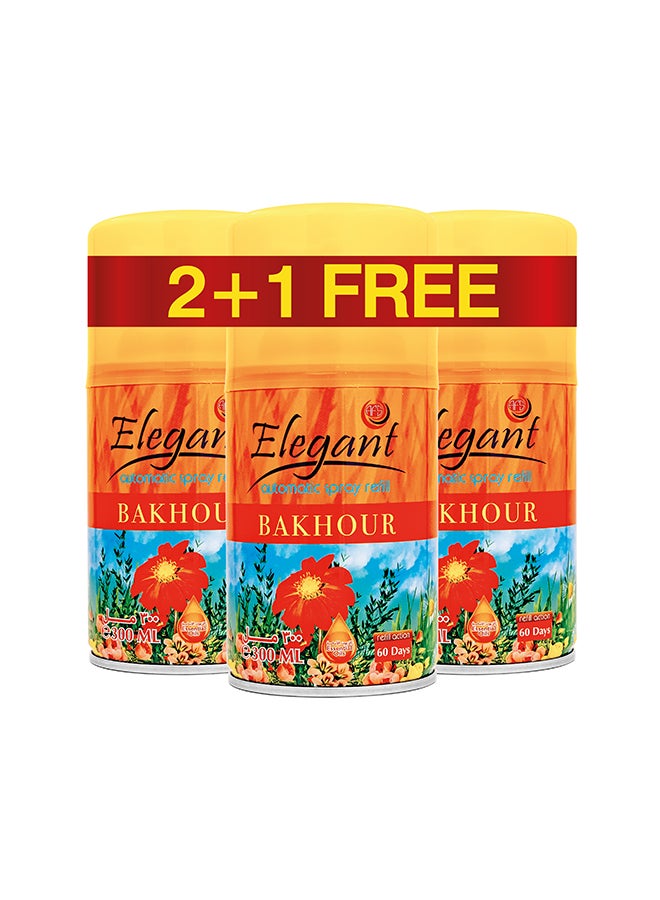 Elegant - 3 Piece Bakhour Automatic Refill Spray Set Orange 300ml - Image 1