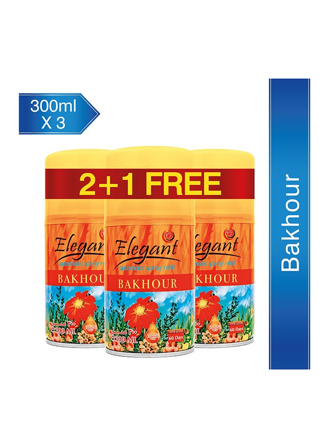 Elegant - 3 Piece Bakhour Automatic Refill Spray Set Orange 300ml - Image 1