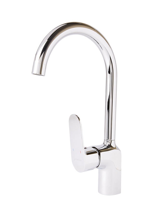 fashionhome Single Lever Round Shaped Long Chrome Basin Mixer Silver 100x310x350mm - Image 2