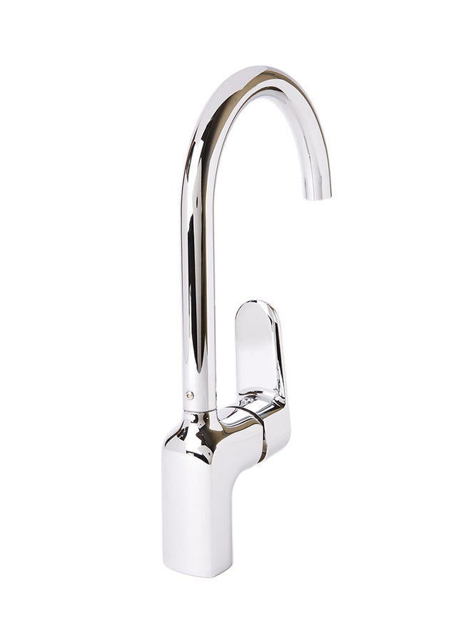 fashionhome Single Lever Round Shaped Long Chrome Basin Mixer Silver 100x310x350mm - Image 3