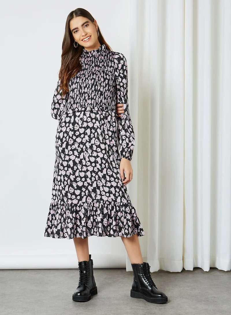VERO MODA Printed Midi Dress Black(C-N10)