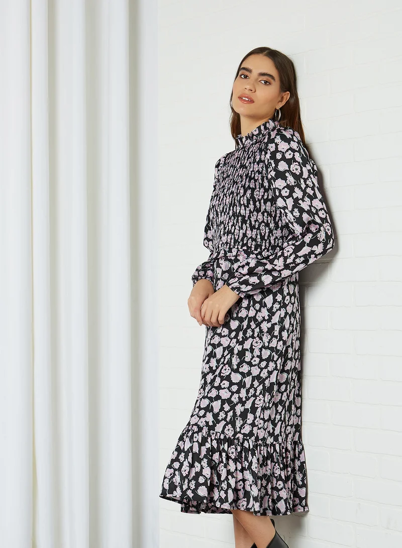 VERO MODA Printed Midi Dress Black(C-N10)