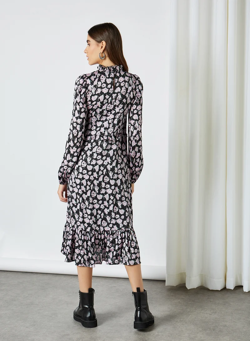 VERO MODA Printed Midi Dress Black(C-N10)