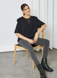 SELECTED FEMME Shoulder Padded T-Shirt Black(C-N10)  - Image 1