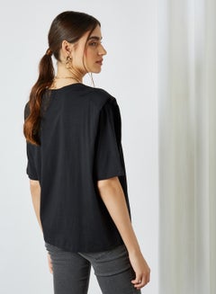SELECTED FEMME Shoulder Padded T-Shirt Black(C-N10)  - Image 4