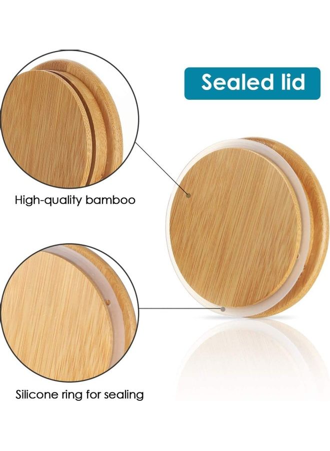 Lushh - Double Walled Glass Coffee Cups with Handle and  Bamboo Lid Clear 350ml - Image 1