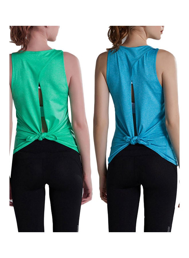 Open Back Camisole Tank Top Sports Vest Green - Image 3