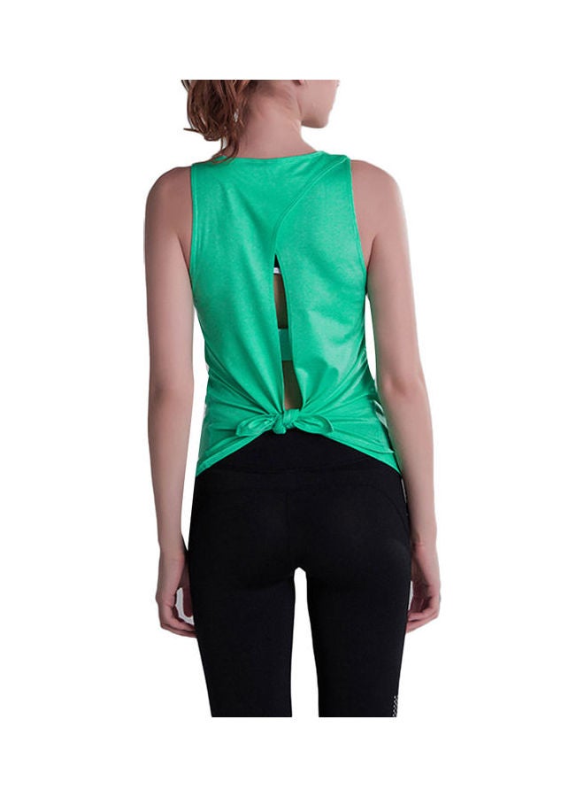 Open Back Camisole Tank Top Sports Vest Green - Image 1