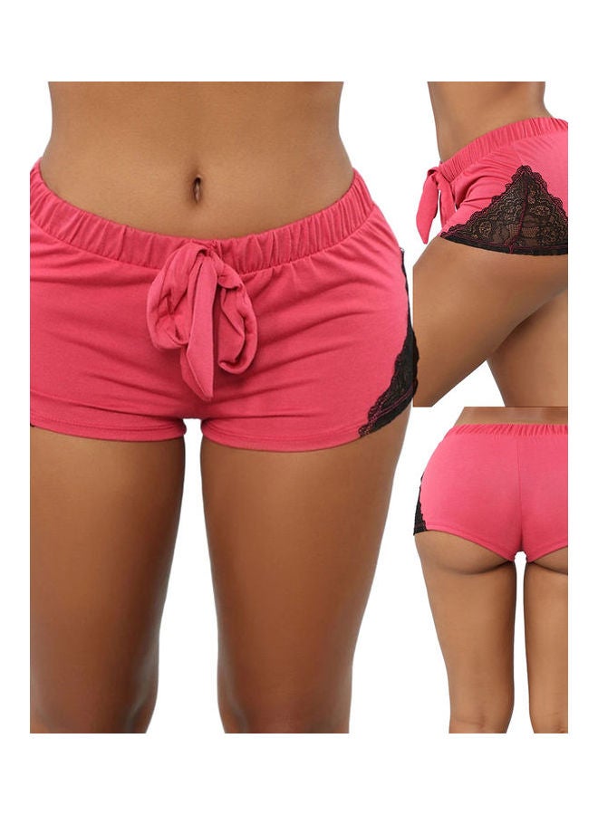 Women Fashion Casual Lace Stitching Sports Fitness Shorts Yoga Pants Pink,Black - Image 1