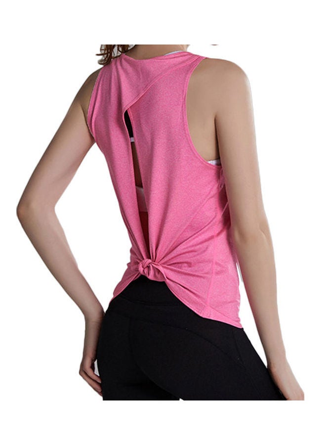 Open Back Camisole Tank Top Sports Vest Pink - Image 1