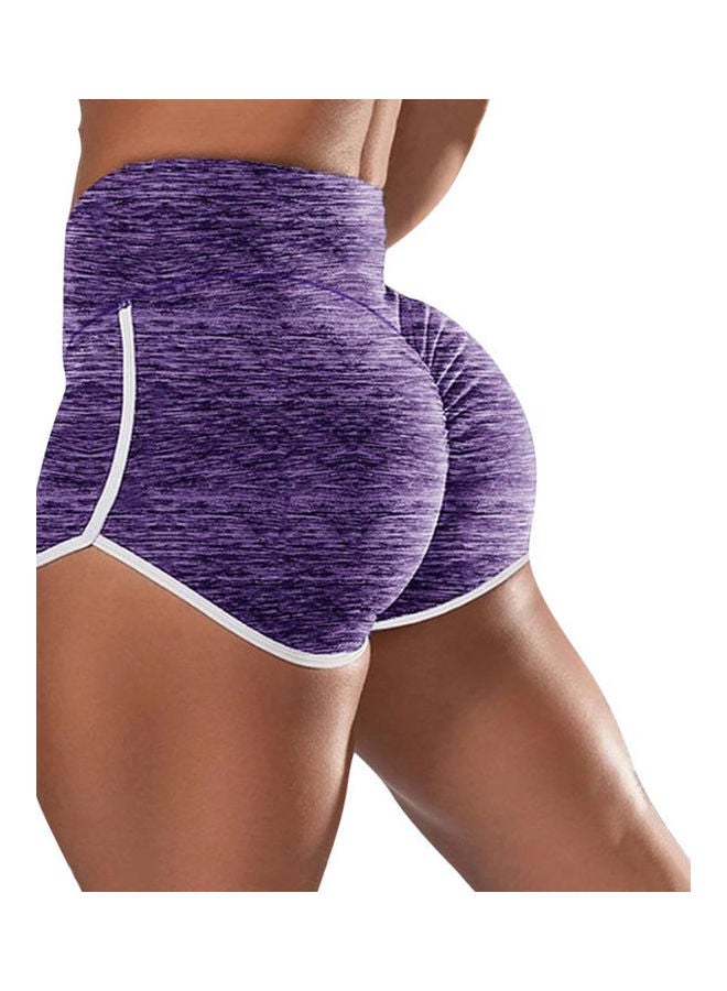 High Waist Sweat Absorbant Yoga Shorts Purple  - Image 1