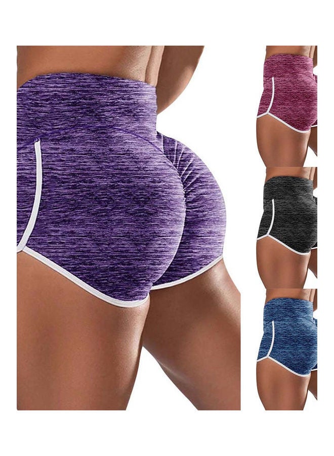 High Waist Sweat Absorbant Yoga Shorts Purple  - Image 3