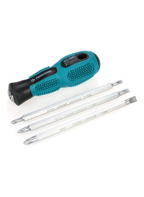 4 Piece Multifunctional Insulated Screwdrivers Set With Magnetic Two Way Slotted multicolour 19.5 x 3.5 x 9.6cm