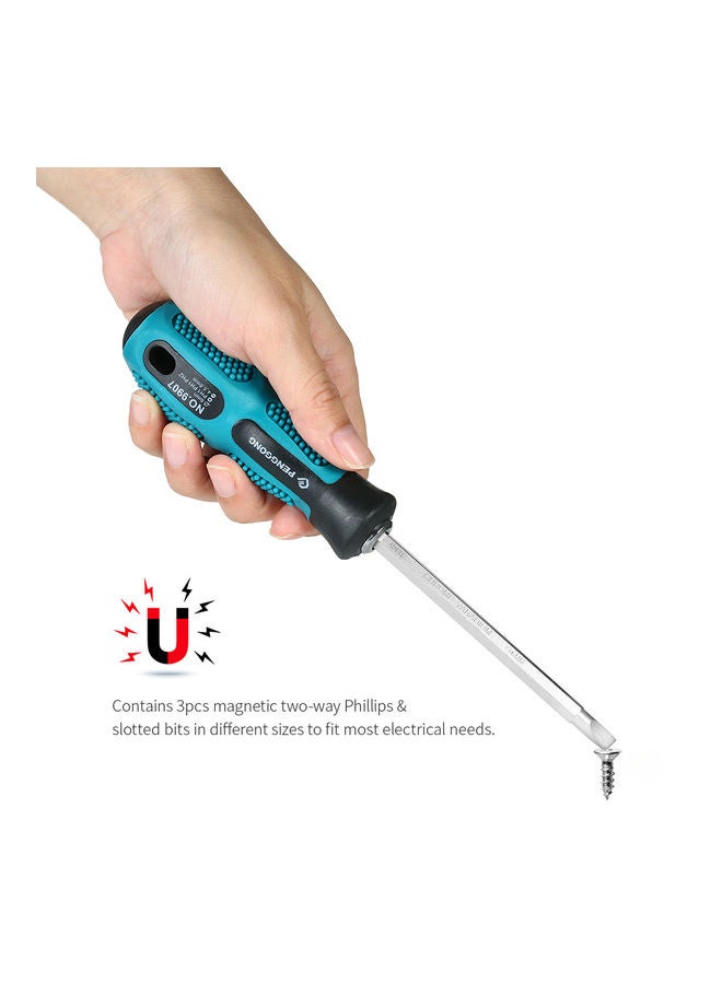 4 Piece Multifunctional Insulated Screwdrivers Set With Magnetic Two Way Slotted multicolour 19.5 x 3.5 x 9.6cm