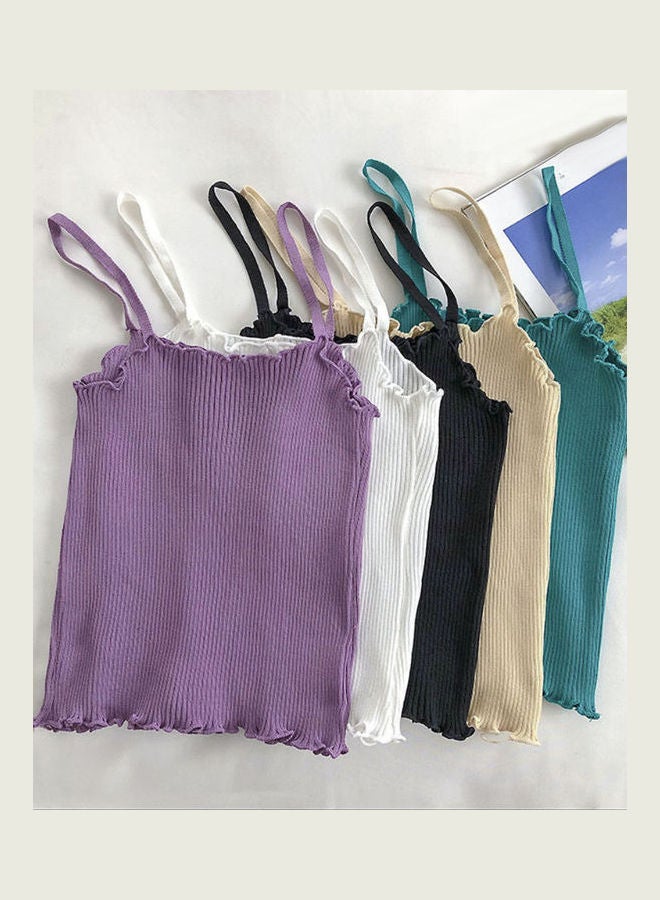 Women Solid Strappy Tank Top Apricot  - Image 3