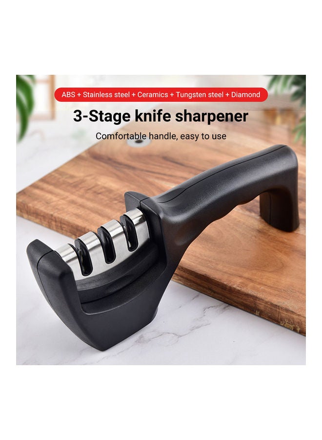 3-Stage Manual Knife Sharpener Black/Silver  - Image 2