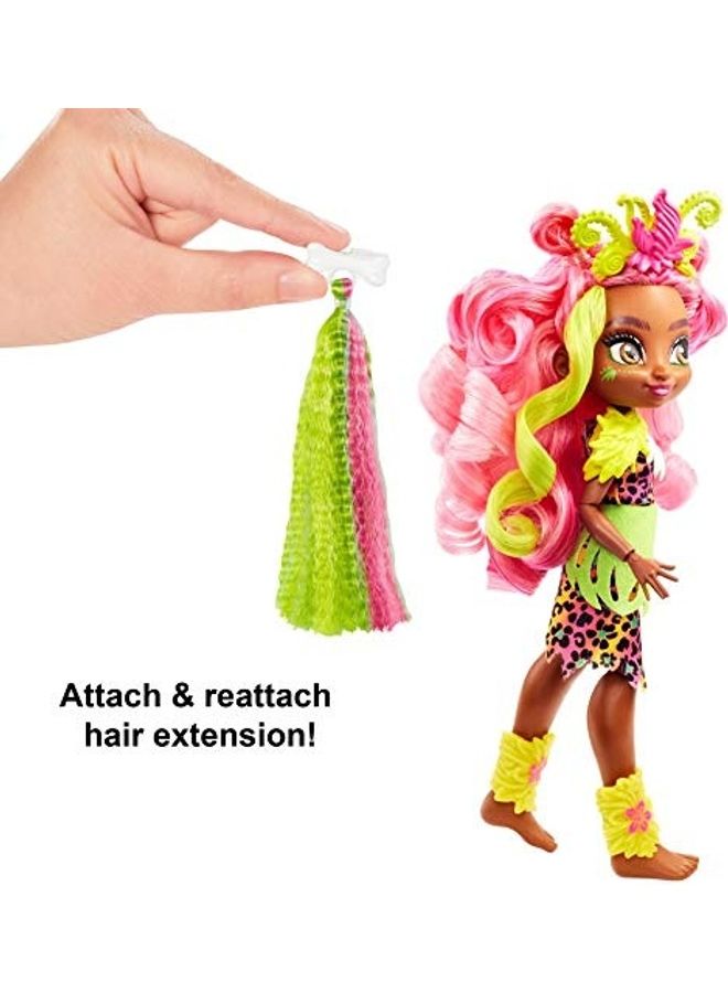 Mattel Games Cave Club Fernessa Doll Poseable Prehistoric Fashion Doll with Dinosaur Pet 2x13inch - Image 3