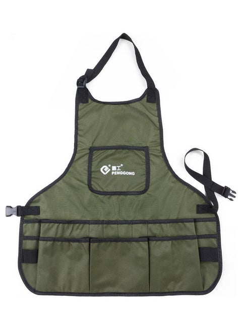 Waterproof Canvas Gardening Tool Apron Tools Bag with Pockets Dark green 22 x 4 x 16cm